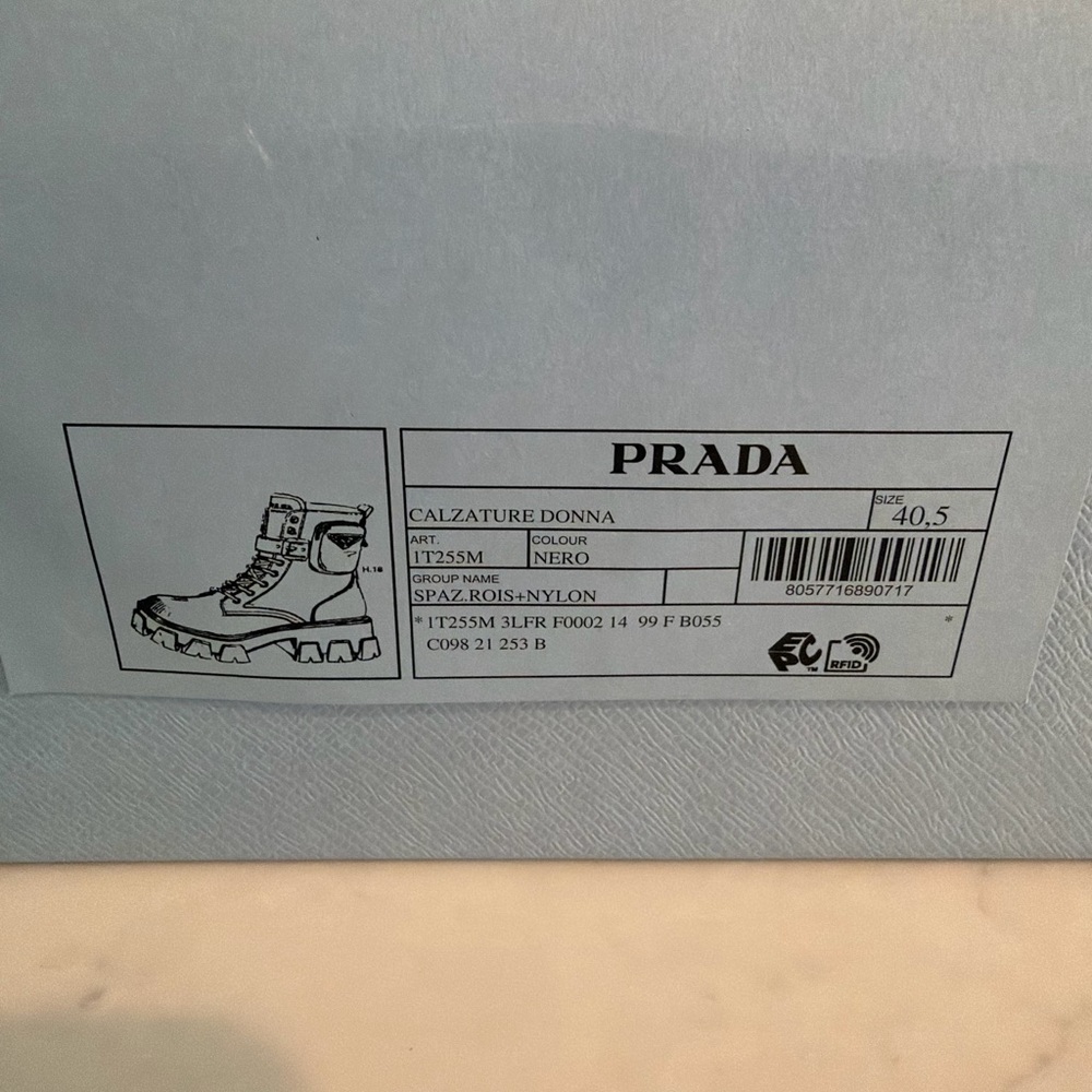 Prada Monolith Combat Boots Black Re-Nylon Leather Pouches EU 40.5 - Picture 6 of 10